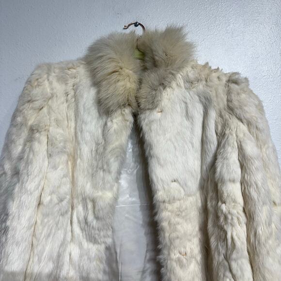 Sergio Valente Cream Dyed Rabbit Fur Vintage Jacket Sz M - Picture 3 of 14